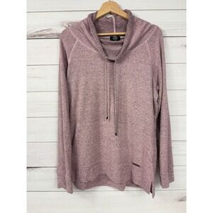 JONES NEW YORK SIGNATURE Women's Pink‎ Heathered Cowl Neck Drawstring Pullover L